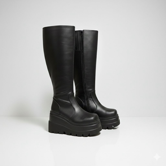 Demonia Shoes - Demonia Shaker Black Platform Boots Womens Size 7